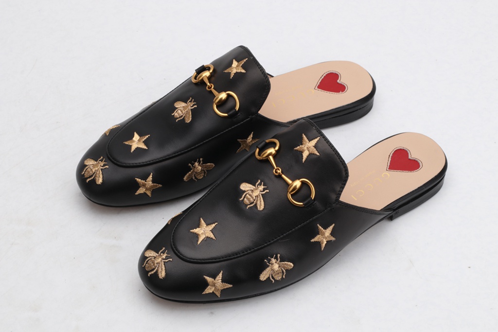 Princetown embroidered leather slipper
